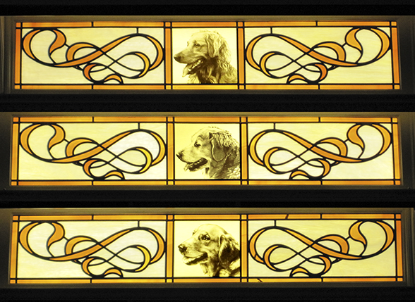 Bill May Stained Glass Golden Retrievers